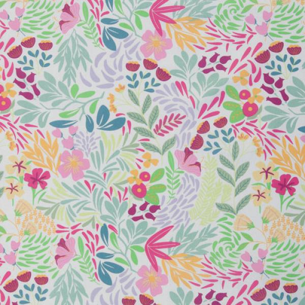 50x75 cm Zuschnitt Baumwolle beschichtet Bunte Blüten und Blätter by Swafing